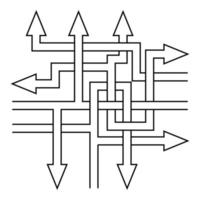 icoon meerdere strategie, onzekerheid onbekend richting, concept bedrijf pijl weg vector