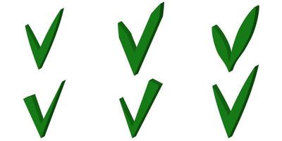reeks groen 3d vinkje OK teken, vector vinkje teken goedkeuring verkiezingen
