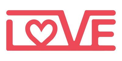 logo is een teken van liefde, belettering, vector rood liefde symbool met een hart, Valentijn