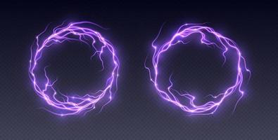 elektrisch bliksem lijsten, ronde onweersbui grens, realistisch bliksemschichten, energie flash explosie vector