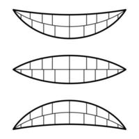 pictogrammen emoties glimlach geluk en droefheid woede, vector tekens van emoties lippen tanden, emotioneel gelaats uitdrukking