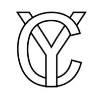 logo teken yc cy icoon teken doorweven brieven c y vector