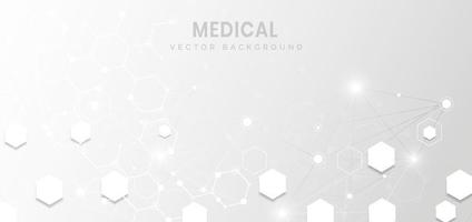 abstracte witte en grijze zeshoek patroon achtergrond. medisch en wetenschap, technologieverbindingsconcept. vector