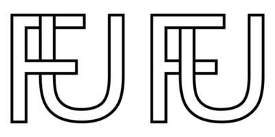 logo teken fu en uf icoon teken doorweven brieven jij, f vector logo uhm, fu eerste hoofdstad brieven patroon alfabet u f