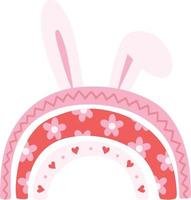 gelukkig Pasen eieren regenboog tekenfilm met konijn oren vector