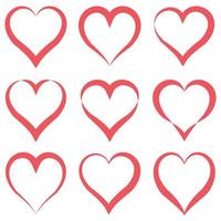 reeks hart contouren verschillend vormen, vector hart Valentijn voor valentijnsdag dag, kalligrafische teken paar in liefde