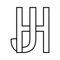 logo teken hj jh icoon, dubbele brieven logotype h j vector