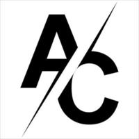 brieven een c ac logo gescheiden diagonaal door bliksem staking een versus vs c ac vector