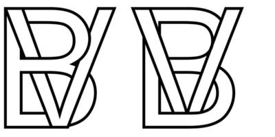 logo teken bv vb icoon teken twee doorweven brieven b, v vector logo bv, vb eerste hoofdstad brieven patroon alfabet b, v
