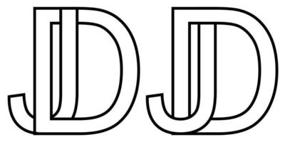 logo jd dj icoon teken twee doorweven brieven j d, vector logo jd dj eerste hoofdstad brieven patroon alfabet j d