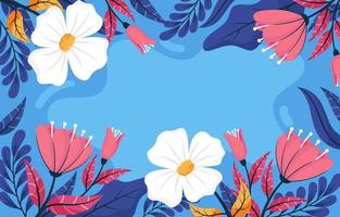 lente bloemen blauwe achtergrond vector