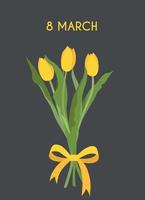 vakantie kaart voor vrouwen dag maart 8. vector illustratie van een voorjaar bloem. groet realistisch tulp bloemen sjabloon, luxe bloemen achtergrond, Internationale vrouwen dag concept folder, modern partij