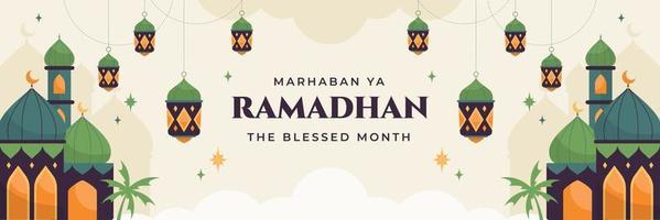 Ramadhan vlak illustratie horizontaal banier vector