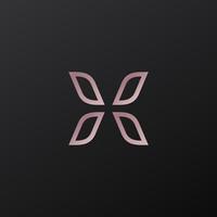 X vlinder luxe minimalistische monoline logo ontwerp vector