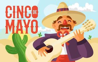 mariachi gitaar spelen op cinco de mayo vector