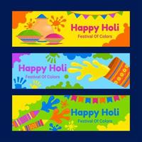 set van holi festival banners vector