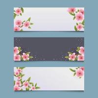 set van kersenbloesem lente bloem banner vector