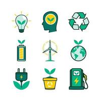 groene technologie eco iconen collectie vector