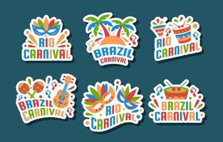 kleurrijke rio carnaval stickers vector