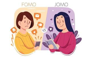 fomo vs jomo vergelijking vector