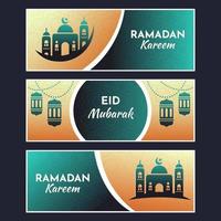 eid mubarak banner met islamitisch pictogram vector