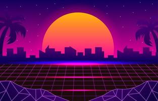 futuristisch retro landschap van 1980 vector