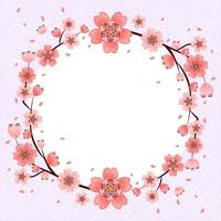 prachtige kersenbloesem bloemen frame achtergrond vector