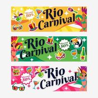 set van rio carnaval banners vector