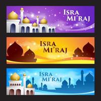 islamitische isra mi'raj banner set vector