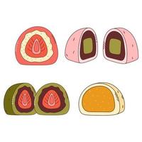 traditioneel Japans voedsel set. Aziatisch daifuku. heerlijk woestijn. vector illistration