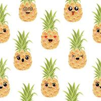 naadloos patroon van ananas met verschillend emoties. kleur illustraties Aan een wit achtergrond vector