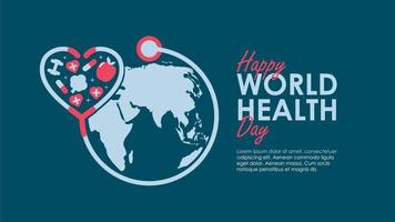 vlak ontwerp wereld Gezondheid dag banier sjabloon met stethoscoop illustratie vector voorraad