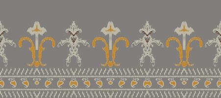 Afrikaanse ikat paisley borduurwerk. batik textiel ikat kader naadloos patroon digitaal vector ontwerp voor afdrukken Saree kurti Borneo kleding stof grens ikkat dupatta