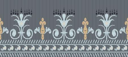 Afrikaanse ikat paisley borduurwerk. batik textiel ikat kader naadloos patroon digitaal vector ontwerp voor afdrukken Saree kurti Borneo kleding stof grens borstel elegant