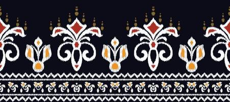 Afrikaanse ikat paisley borduurwerk. etnisch ikat naadloos patroon borduurwerk. batik textiel naadloos patroon digitaal vector ontwerp voor afdrukken Saree kurti Borneo kleding stof grens borstel partij slijtage