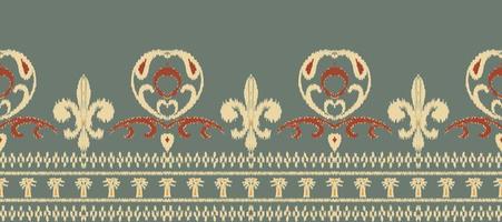 Afrikaanse ikat paisley borduurwerk. batik textiel ikat prints naadloos patroon digitaal vector ontwerp voor afdrukken Saree kurti Borneo kleding stof grens ikkat dupatta