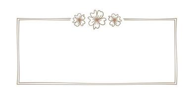 botanisch rechthoekig kader. hand- getrokken lijn grens, bladeren en bloemen, bruiloft uitnodiging kaarten, logo ontwerp, posters sjabloon. elegant minimaal stijl vector