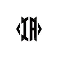IA logo monogram met schild vorm ontwerpen sjabloon vector