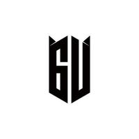 gu logo monogram met schild vorm ontwerpen sjabloon vector