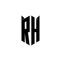 rh logo monogram met schild vorm ontwerpen sjabloon vector