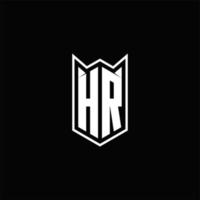 hr logo monogram met schild vorm ontwerpen sjabloon vector