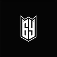 gy logo monogram met schild vorm ontwerpen sjabloon vector