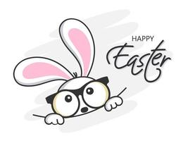 schattig konijn gezicht vervelend bril in verborgen houding Aan wit achtergrond voor gelukkig Pasen viering. vector