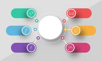 bedrijf infographic innovatie banier lay-out met kleurrijk zes stappen en ruimte voor tekst of afbeelding. vector