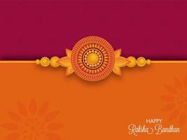 gelukkig raksha bandhan groet kaart met mooi parel rakhi Aan donker roze en oranje achtergrond. vector