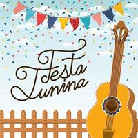 festa junina met hek en gitaar vector