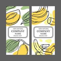 mango banaan etiketten ontwerp schetsen vector illustratie reeks