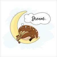 maan hert mooi zo nacht tekenfilm dier vector illustratie reeks