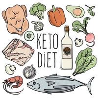 liefde keto gezond voedsel laag carb vers vector illustratie reeks