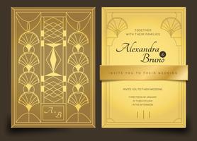Gouden luxe Art Deco bruiloft uitnodiging Vector sjabloon Pack